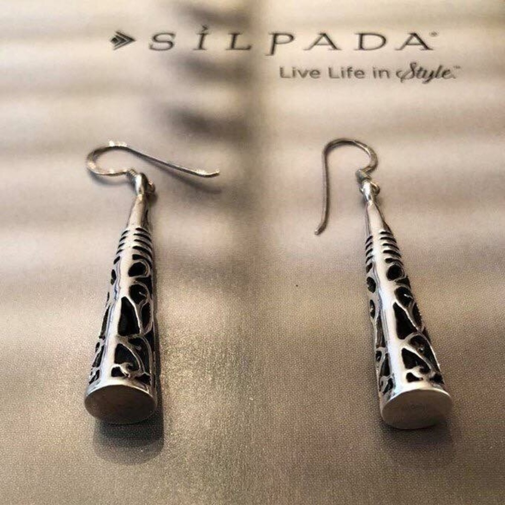 Vintage Silpada Sterling Silver Cone Filigree Earrings W1159 - Picture 11 of 12
